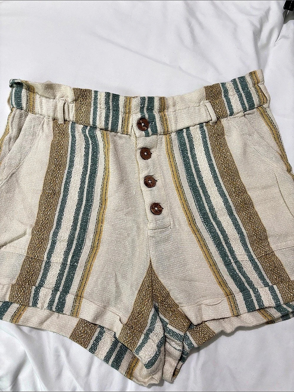 Rip Curl Premium Surf Stripe Short High-Waist Shorts Crème & Green